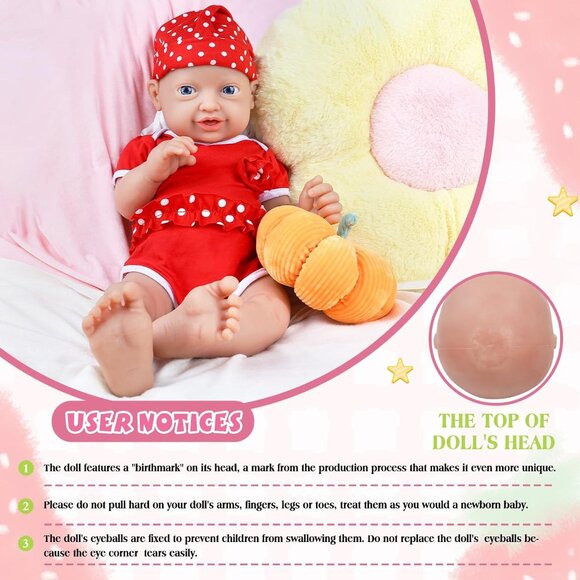 🆕14Inch Full Realistic Silicone Reborn Baby Dolls Girl with Feeding Accessories - Picture 2 of 5